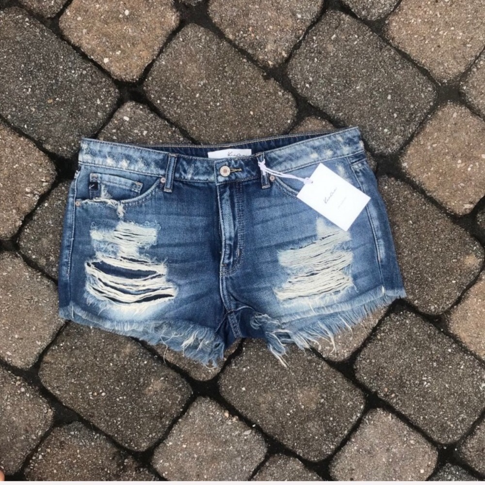 KANCAN Distressed Ripped Jean Shorts Denim KC8377M - Picture 7 of 8